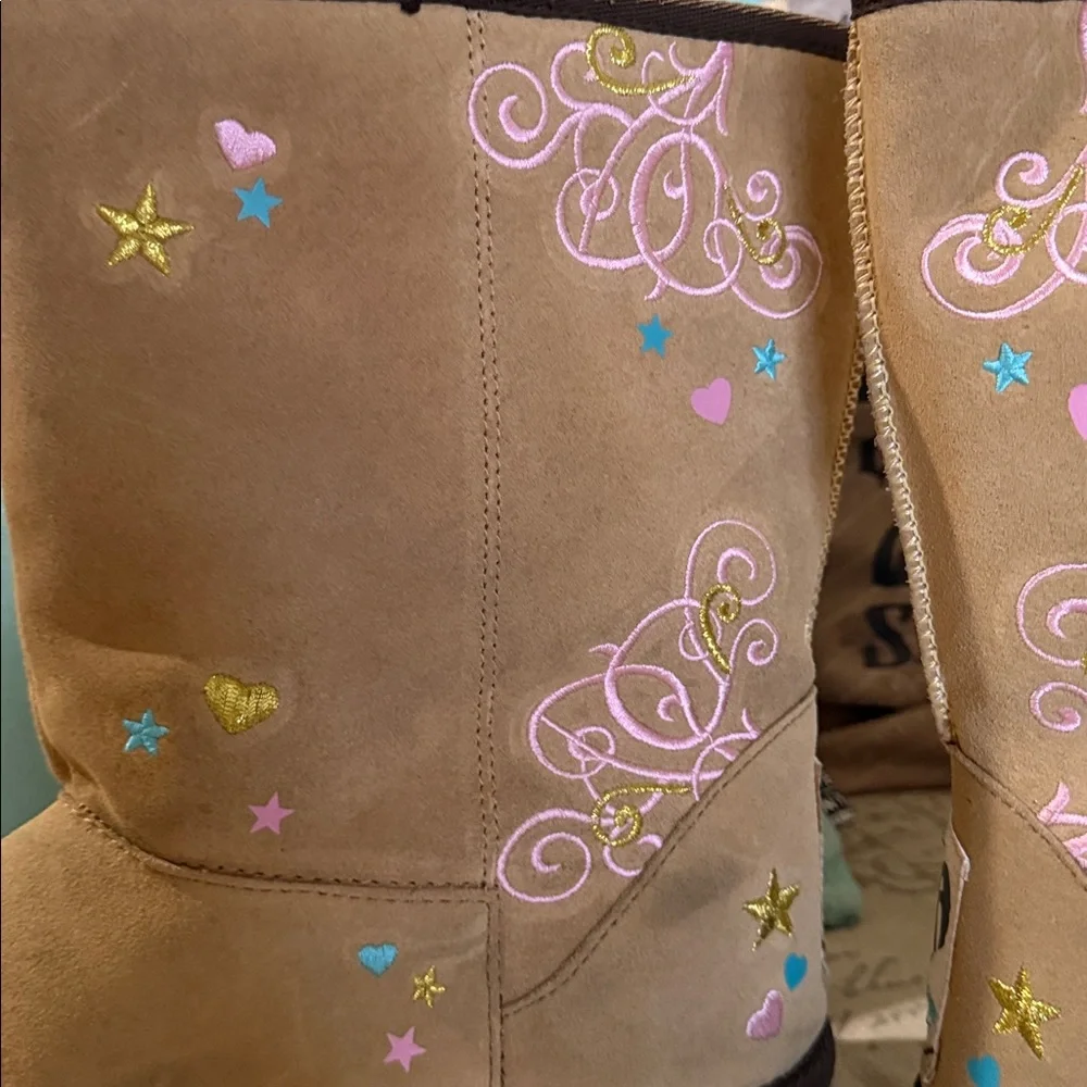 Kitson Los Angeles Vintage Classic Discontinued Brown Embroidered Boots
